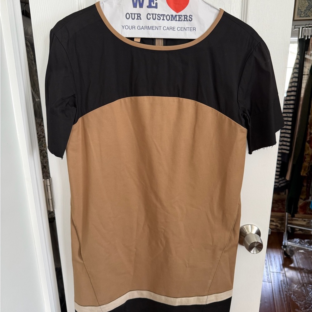 Lafayette 148 New York Black & Tan Colorblock Short-Sleeve Tunic